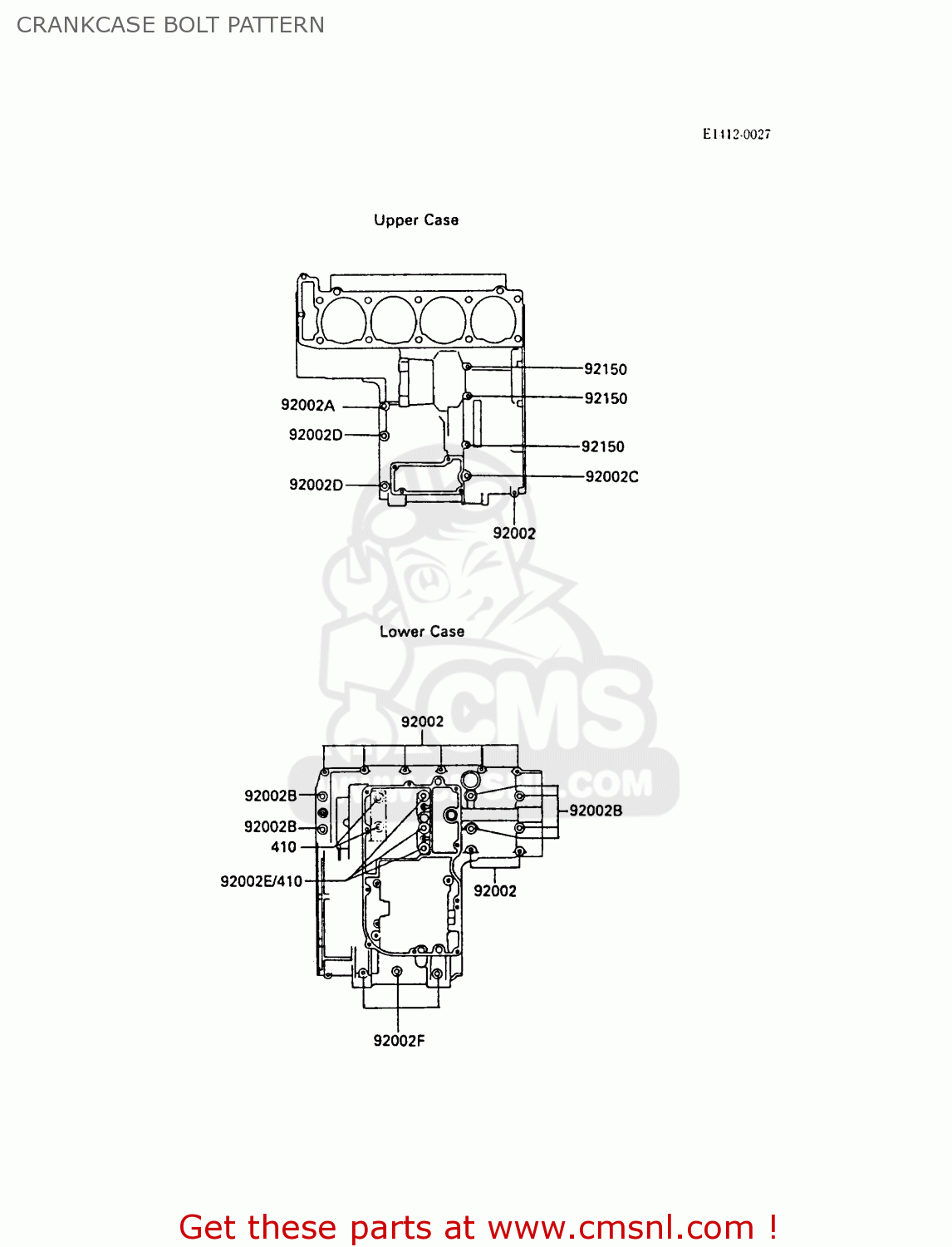 CRANKCASE BOLT PATTERN ZX1000A3 GPZ1000RX 1988 EUROPE UK FR