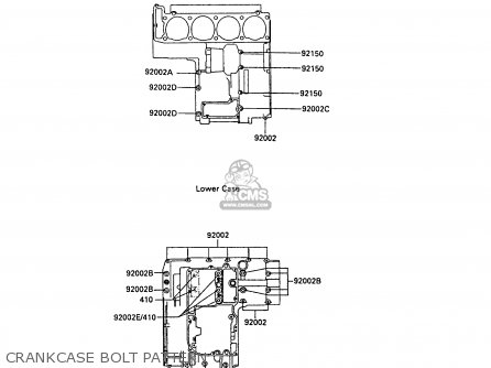 CRANKCASE BOLT PATTERN - ZX1000A3 GPZ1000RX 1988 EUROPE UK FR