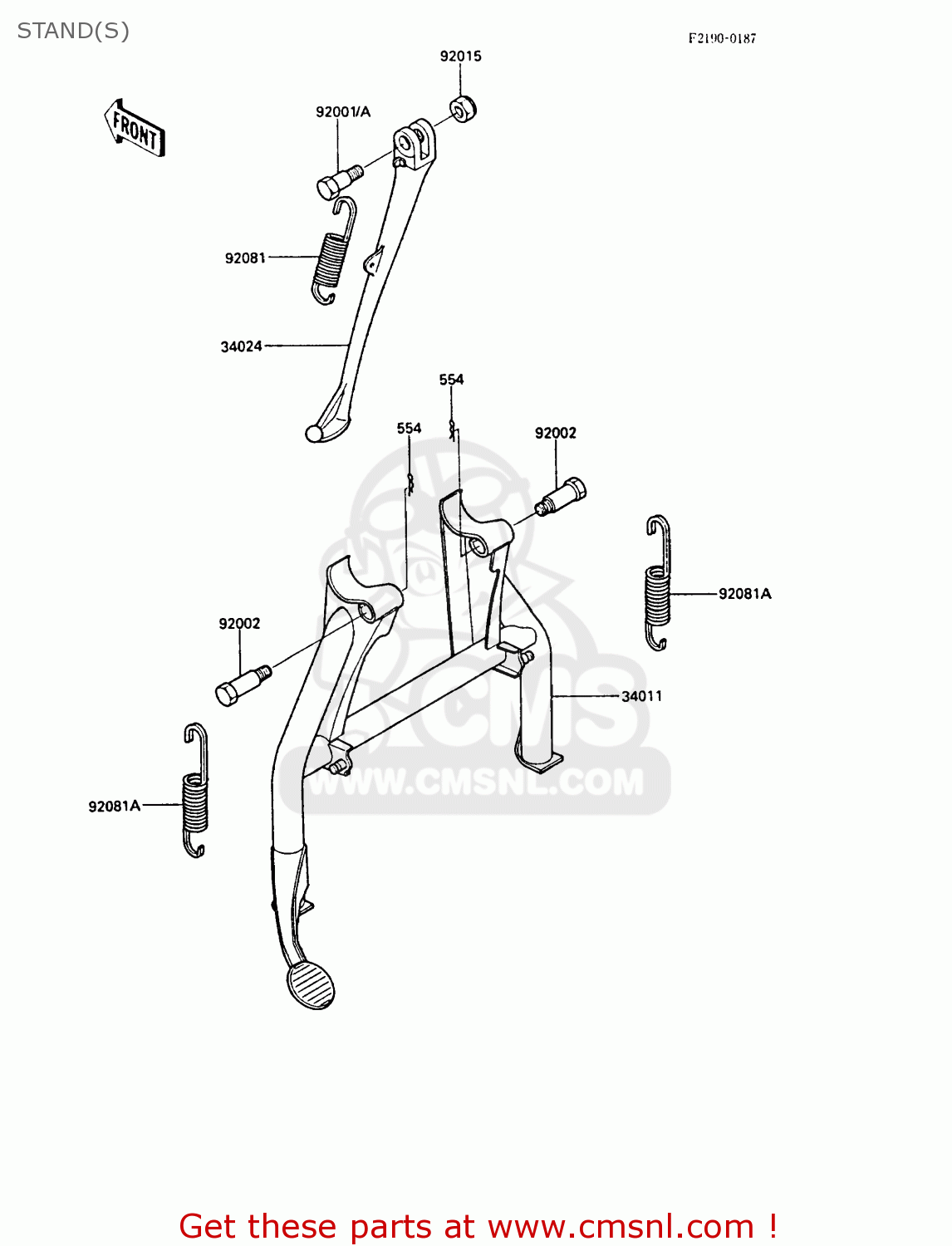STAND(S) ZX1000A3A GPZ1000RX 1988 UNITED KINGDOM
