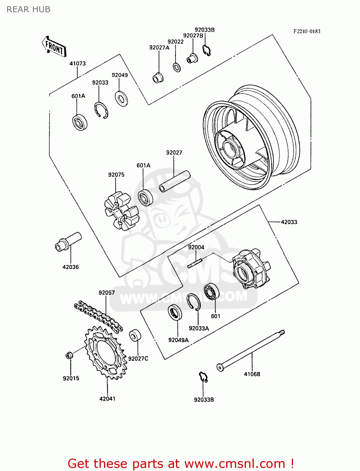 REAR HUB ZX1000A3A GPZ1000RX 1988 UNITED KINGDOM