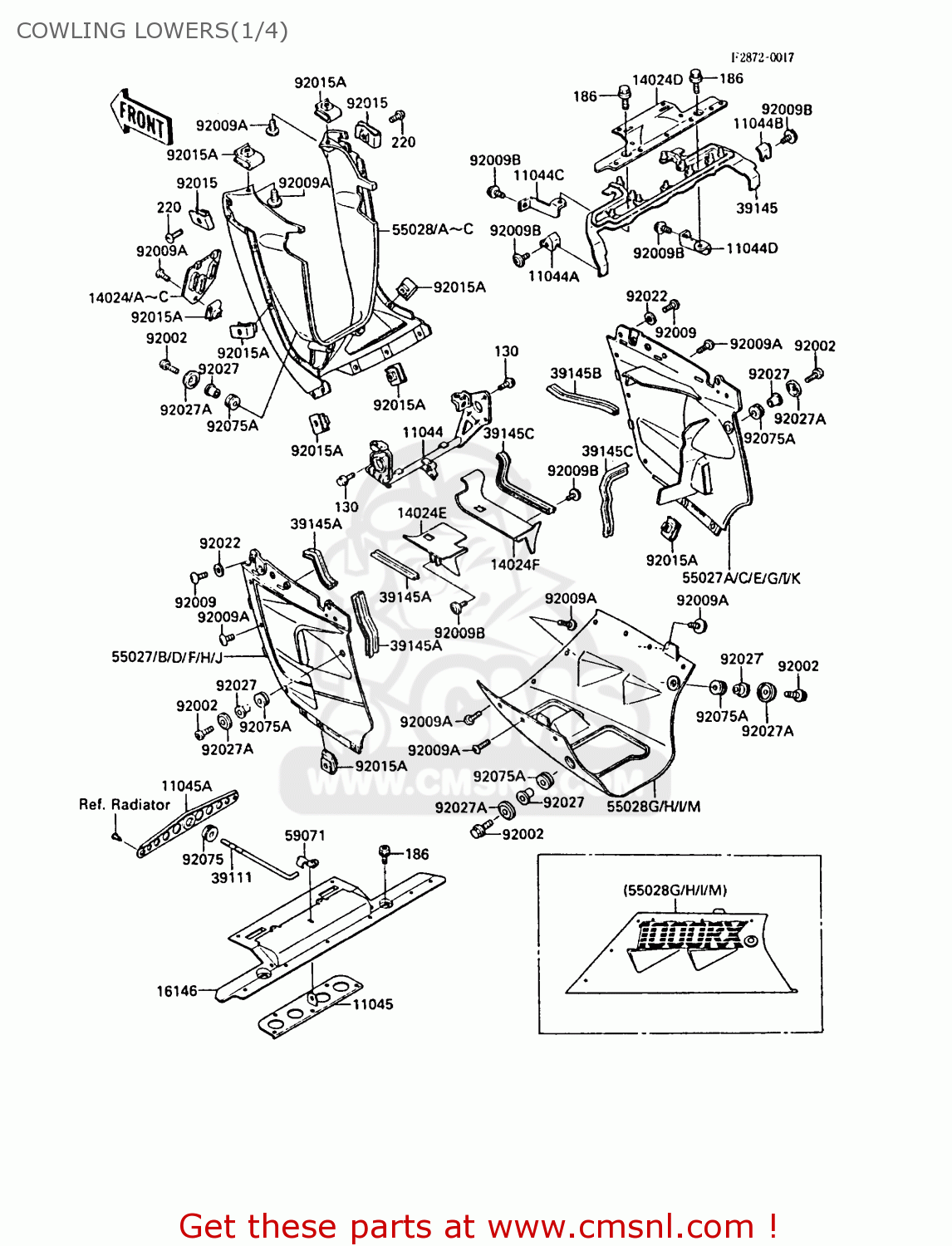 COWLING LOWERS(1/4) ZX1000A3A GPZ1000RX 1988 UNITED KINGDOM
