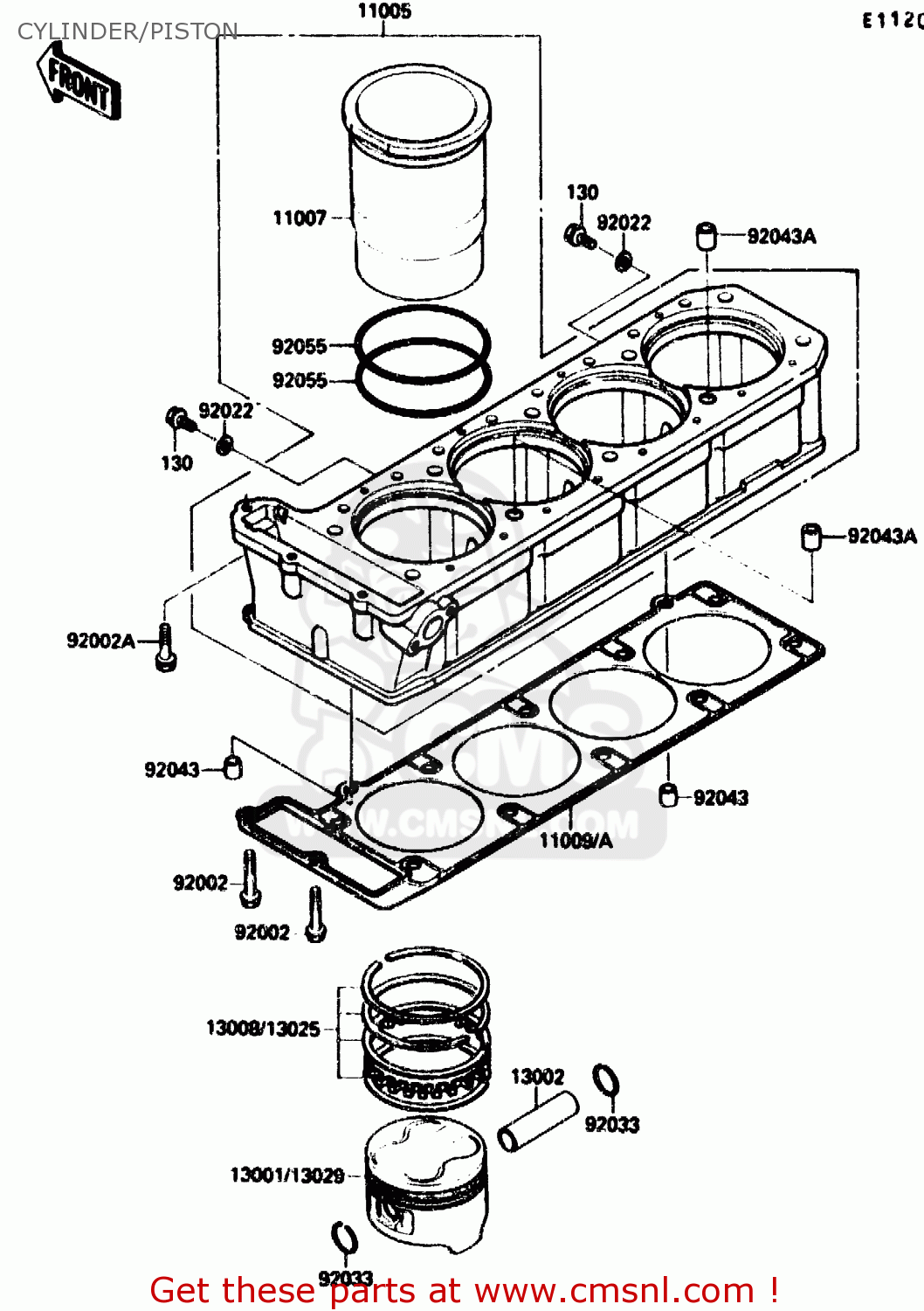 CYLINDER/PISTON ZX1000B1 1988 EUROPE UK FR AR GR IT NR SD