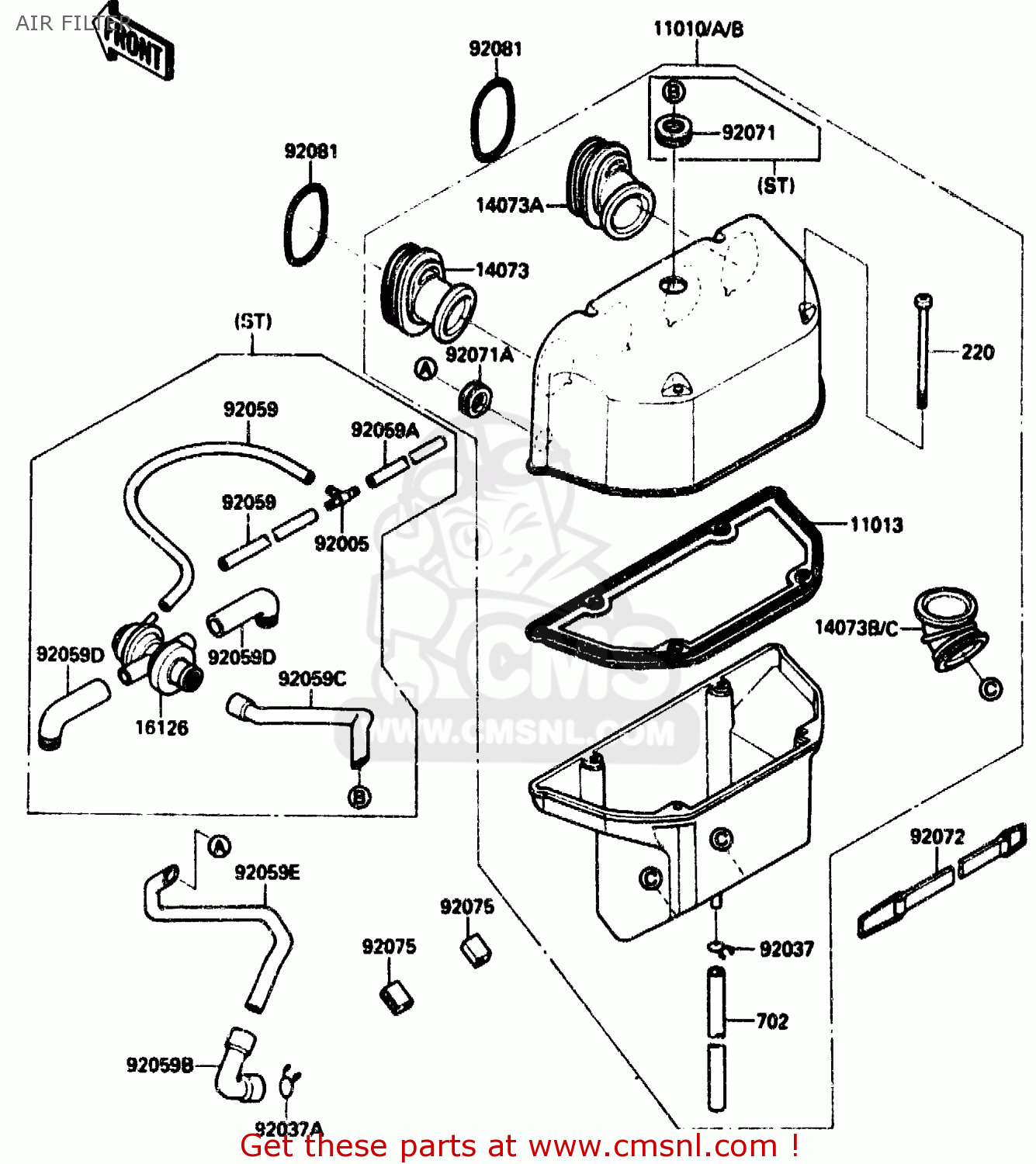AIR FILTER ZX1000B1 1988 EUROPE UK FR AR GR IT NR SD