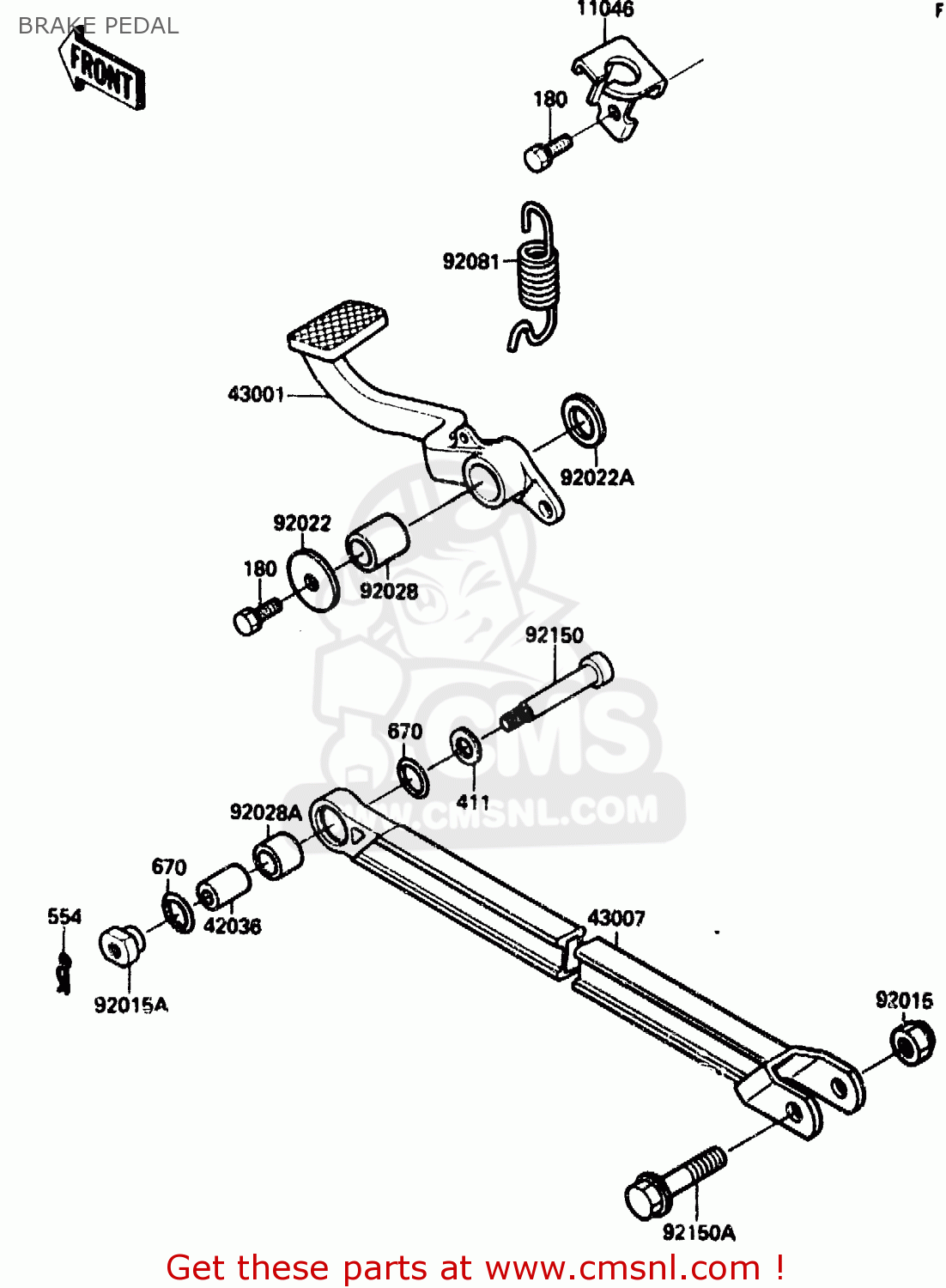 BRAKE PEDAL ZX1000B1 1988 EUROPE UK FR AR GR IT NR SD