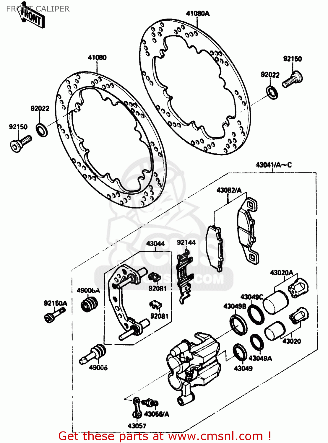 FRONT CALIPER ZX1000B1 1988 EUROPE UK FR AR GR IT NR SD