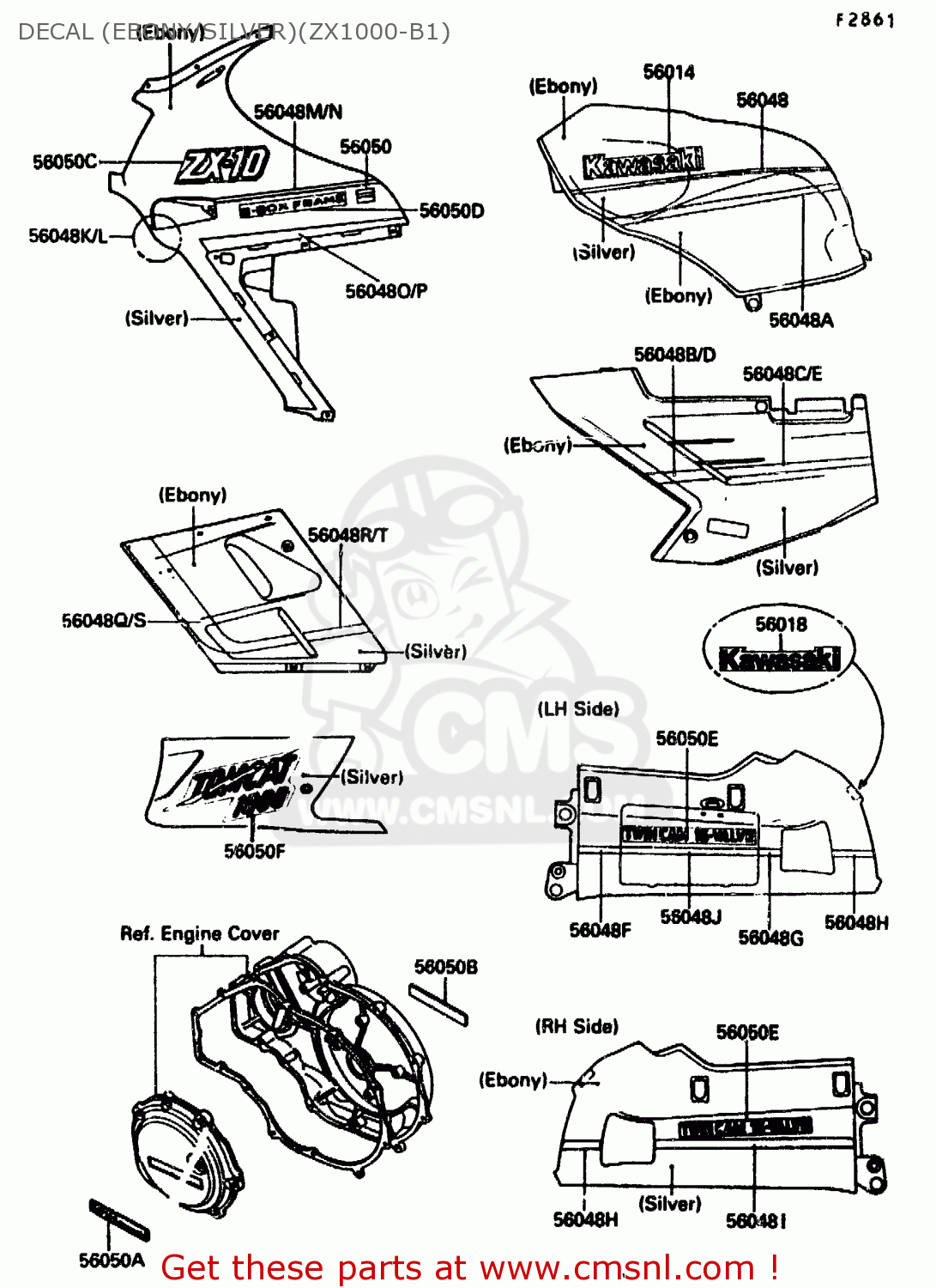 DECAL (EBONY/SILVER)(ZX1000-B1) ZX1000B1 1988 EUROPE UK FR AR GR IT NR SD