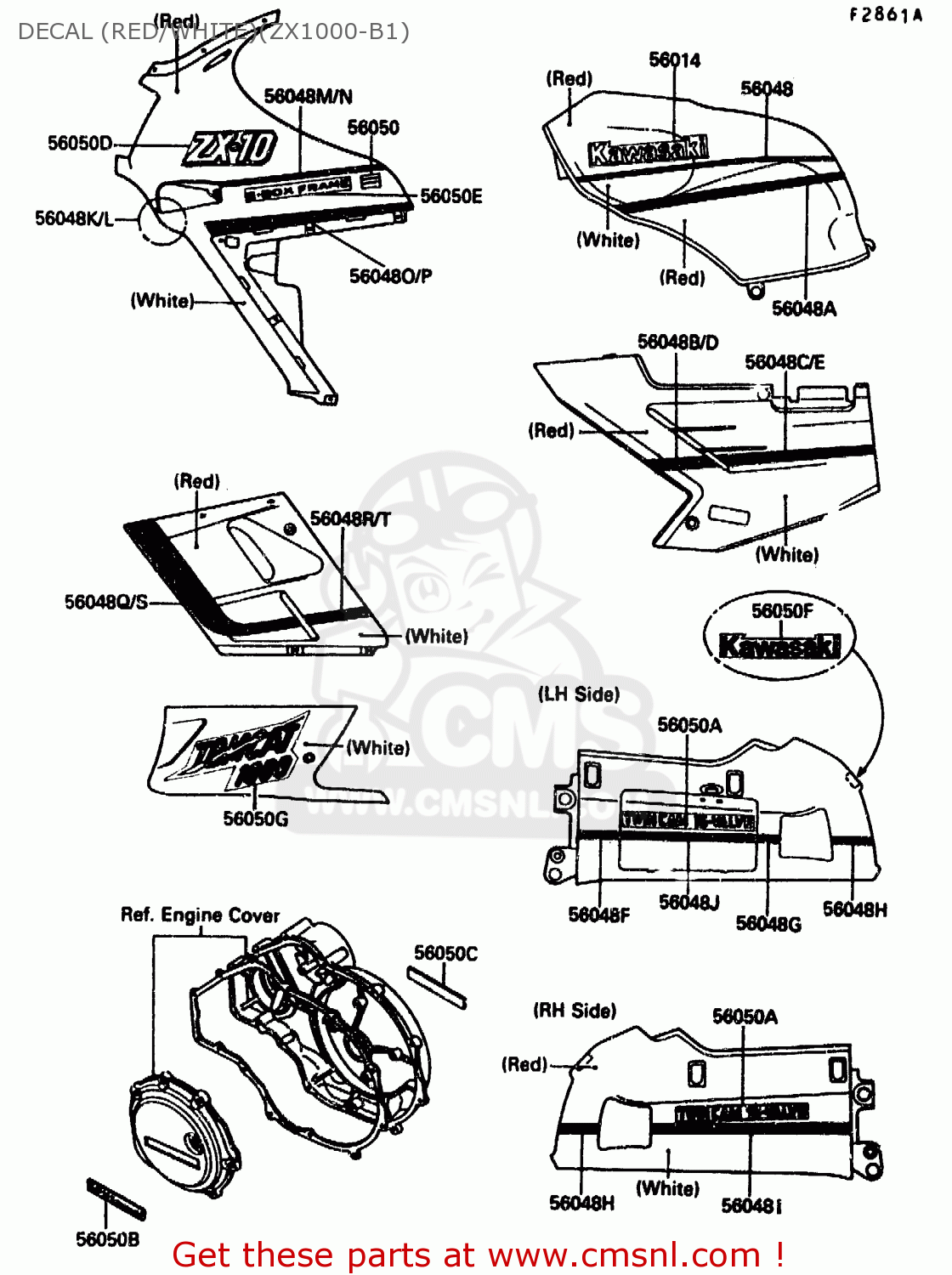 DECAL (RED/WHITE)(ZX1000-B1) ZX1000B1 1988 EUROPE UK FR AR GR IT NR SD