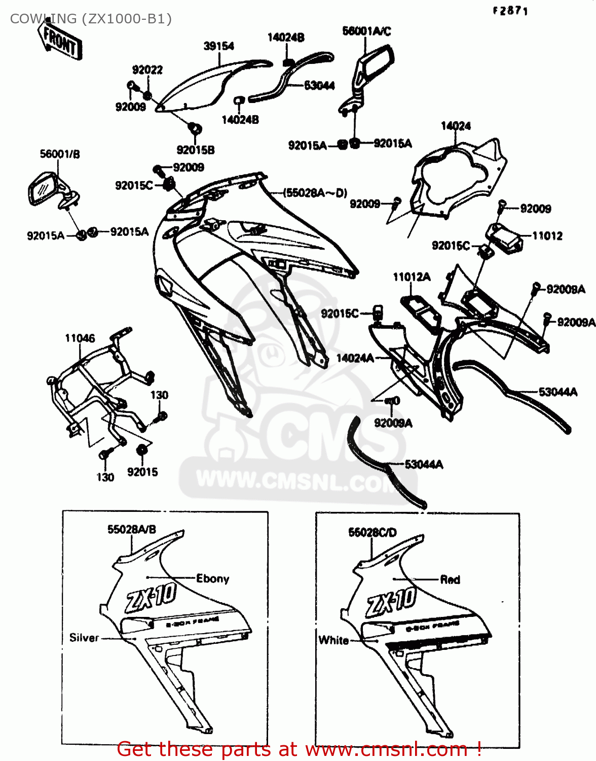 COWLING (ZX1000-B1) ZX1000B1 1988 EUROPE UK FR AR GR IT NR SD