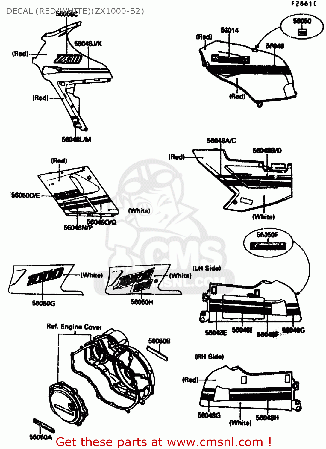 DECAL (RED/WHITE)(ZX1000-B2) ZX1000B1 1988 EUROPE UK FR AR GR IT NR SD