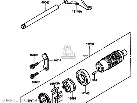 CHANGE DRUM/SHIFT FORK - ZX1000B1 1988 EUROPE UK FR AR GR IT NR SD