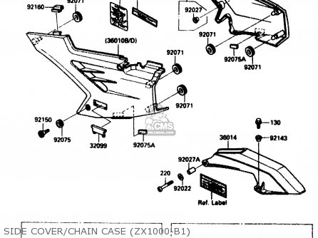 SIDE COVER/CHAIN CASE (ZX1000-B1) - ZX1000B1 1988 EUROPE UK FR AR GR IT NR SD