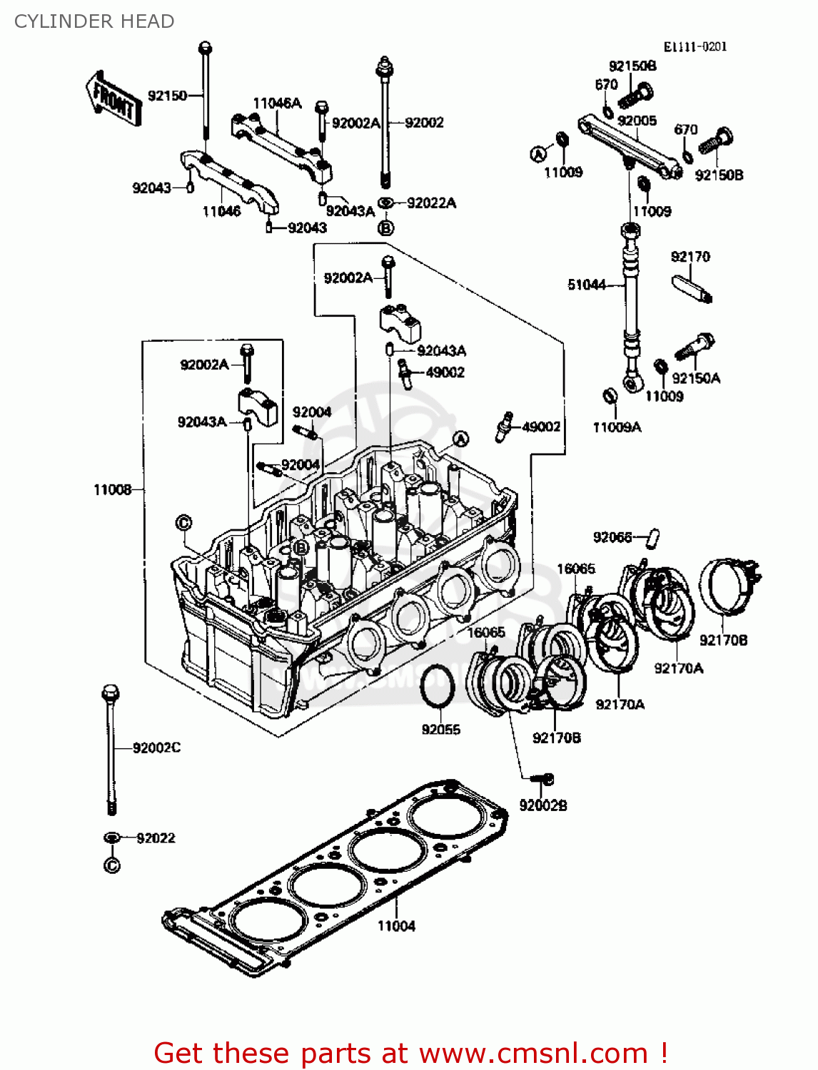 CYLINDER HEAD ZX1000B1 ZX10 1988 USA CALIFORNIA CANADA