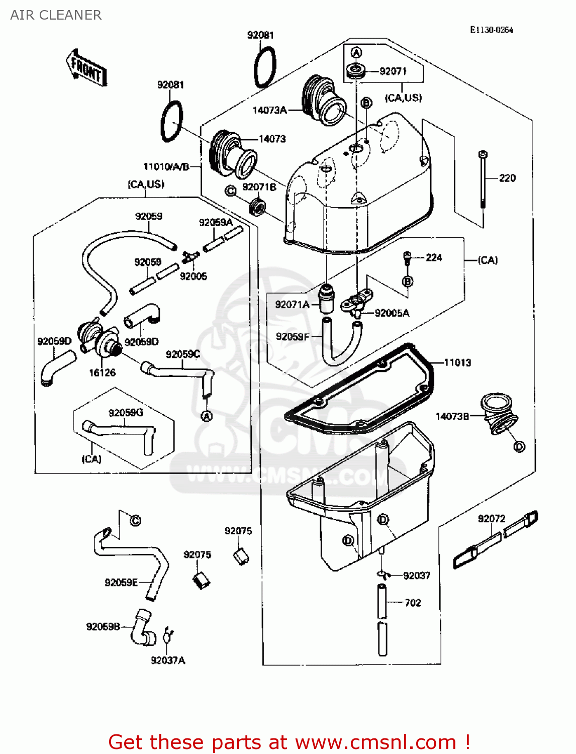 AIR CLEANER ZX1000B1 ZX10 1988 USA CALIFORNIA CANADA