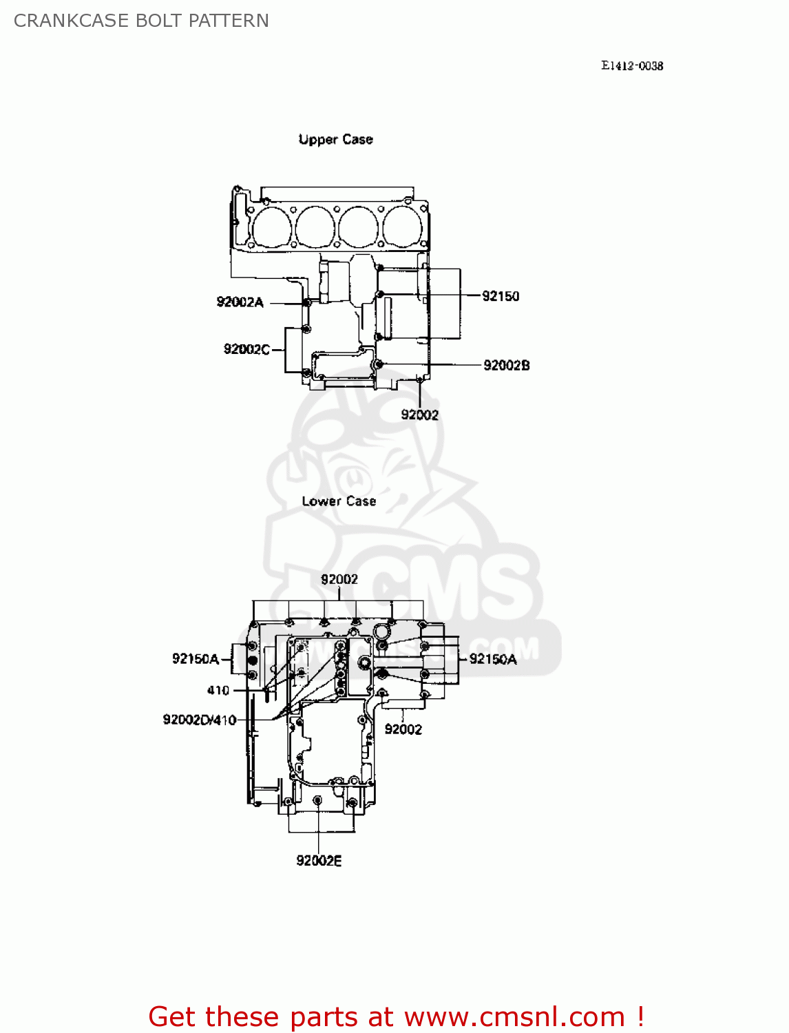 CRANKCASE BOLT PATTERN ZX1000B1 ZX10 1988 USA CALIFORNIA CANADA