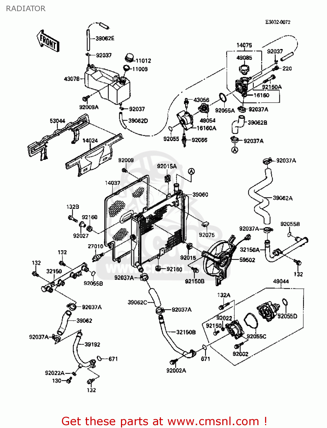 RADIATOR ZX1000B1 ZX10 1988 USA CALIFORNIA CANADA