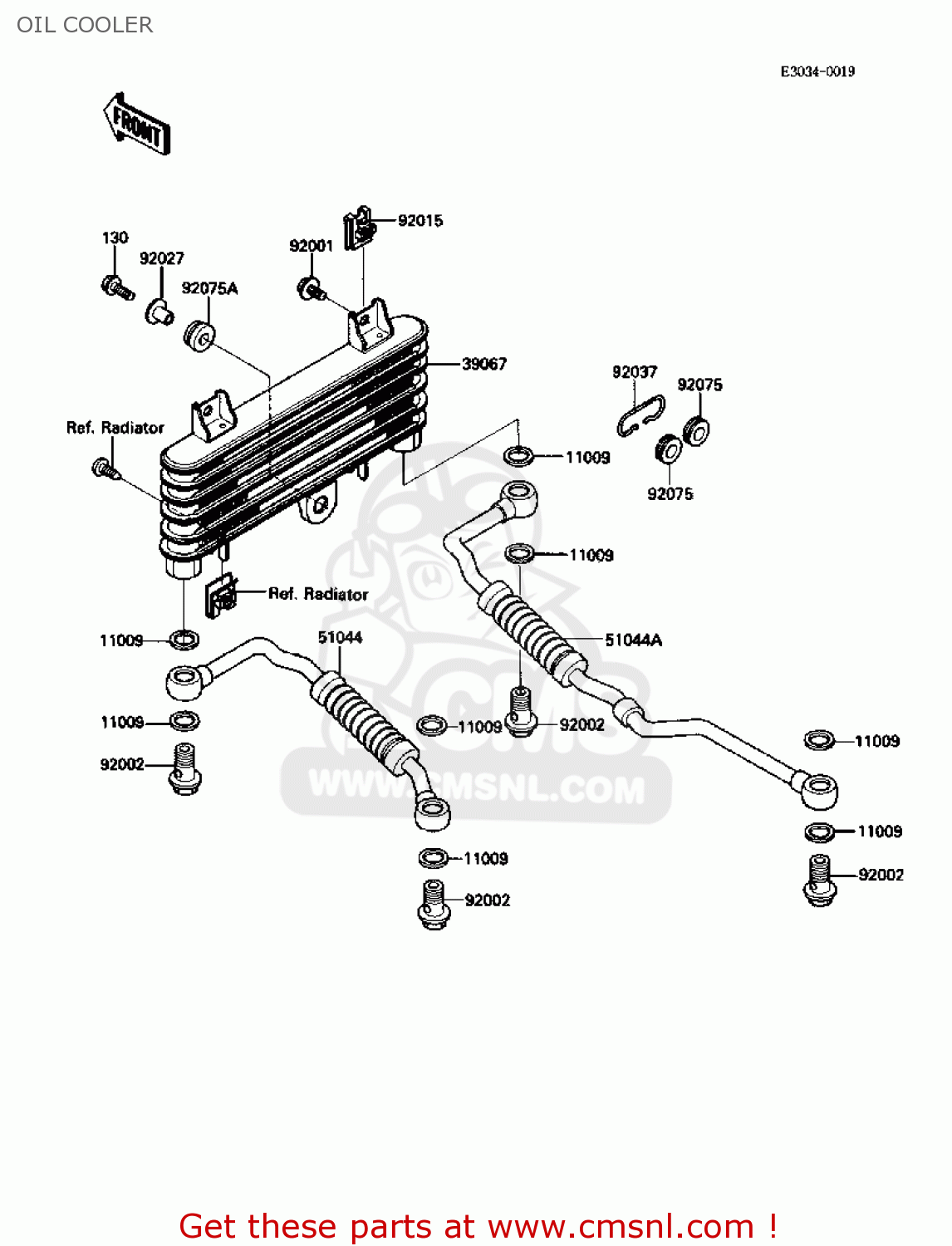 OIL COOLER ZX1000B1 ZX10 1988 USA CALIFORNIA CANADA