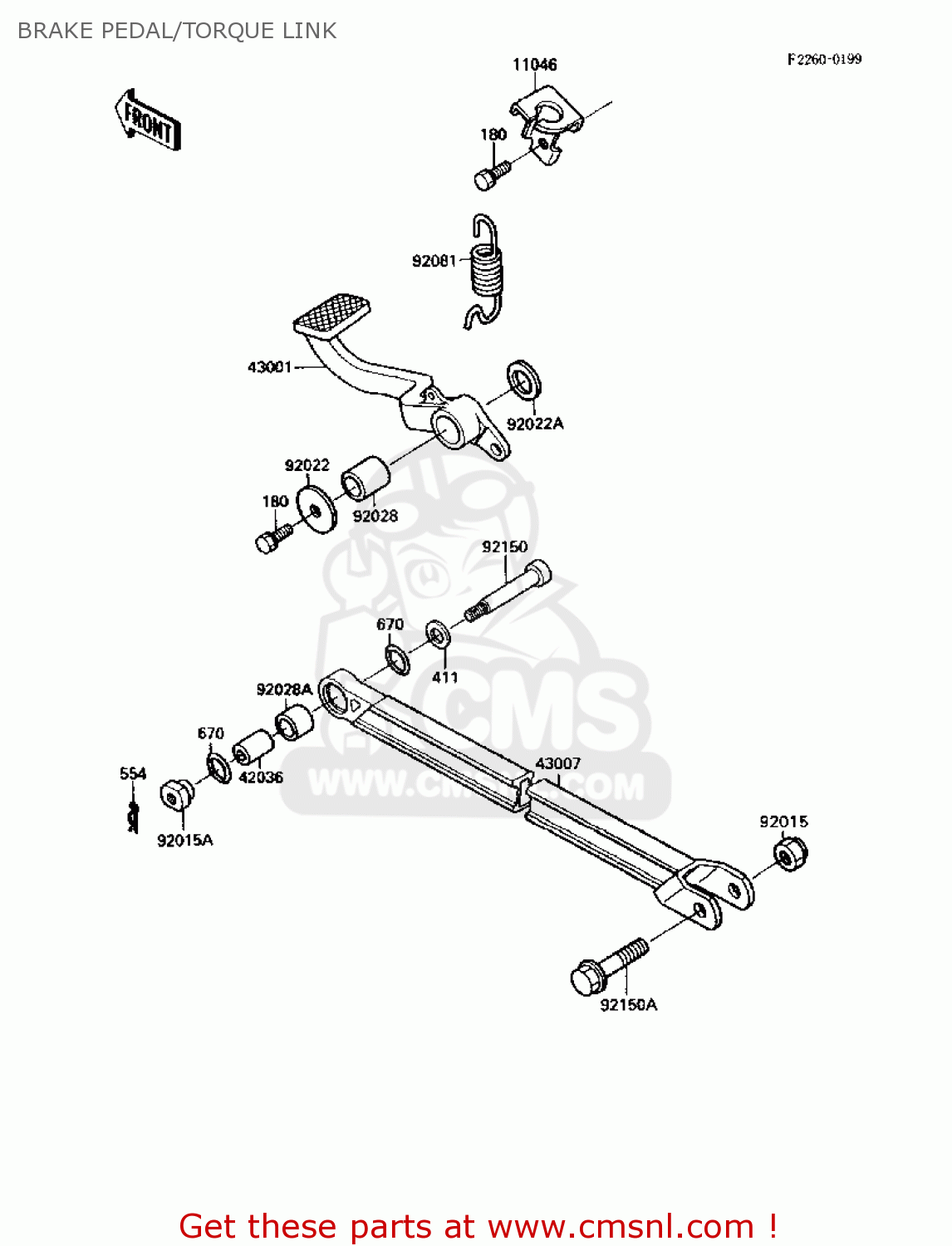 BRAKE PEDAL/TORQUE LINK ZX1000B1 ZX10 1988 USA CALIFORNIA CANADA