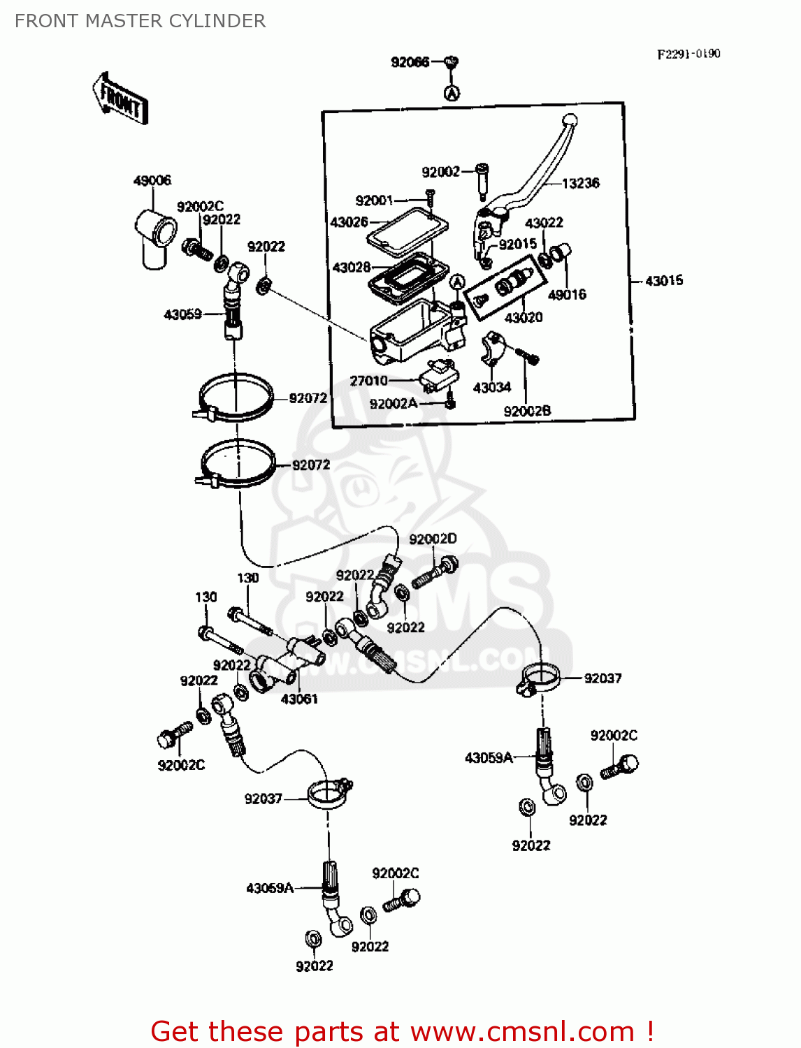 FRONT MASTER CYLINDER ZX1000B1 ZX10 1988 USA CALIFORNIA CANADA