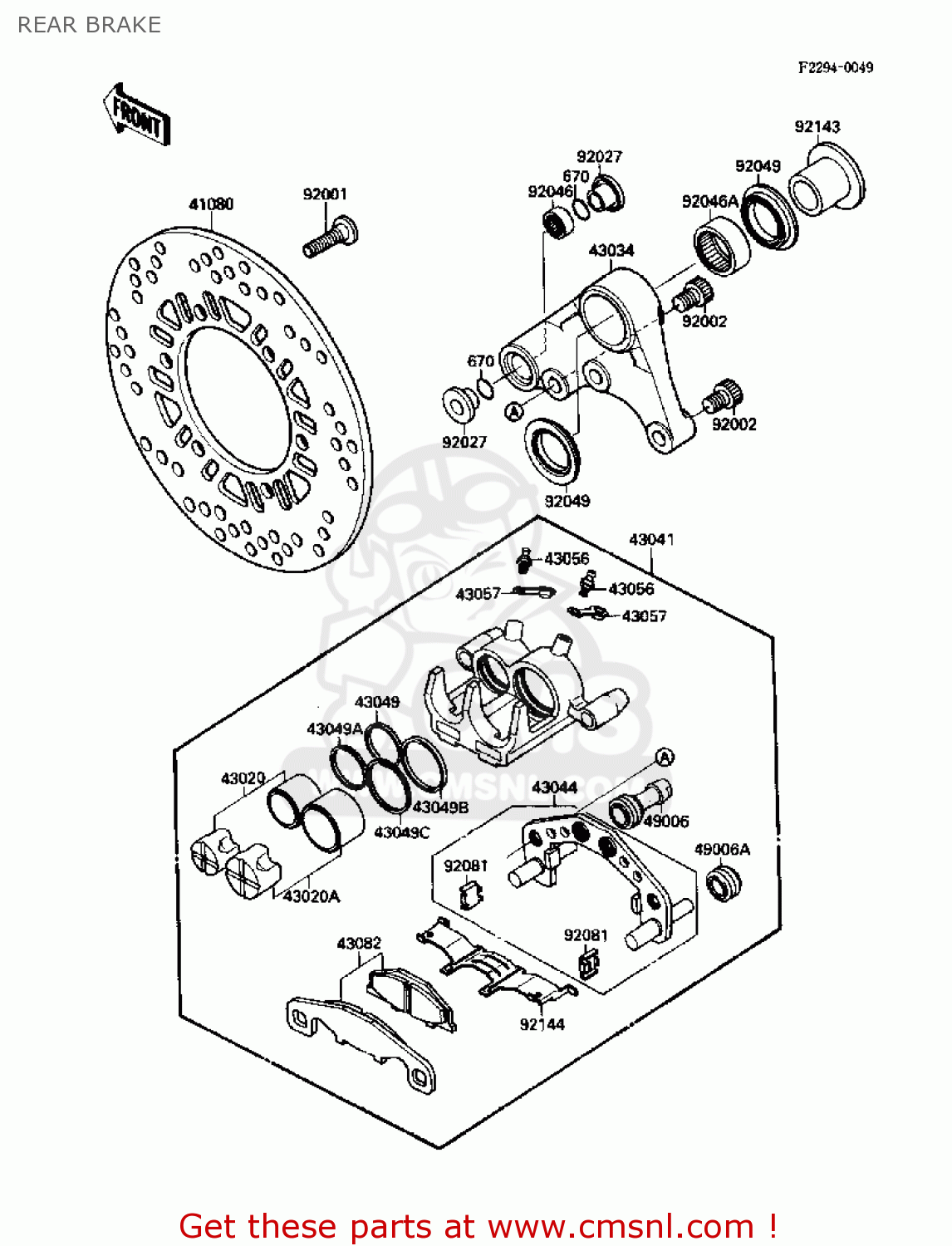 REAR BRAKE ZX1000B1 ZX10 1988 USA CALIFORNIA CANADA