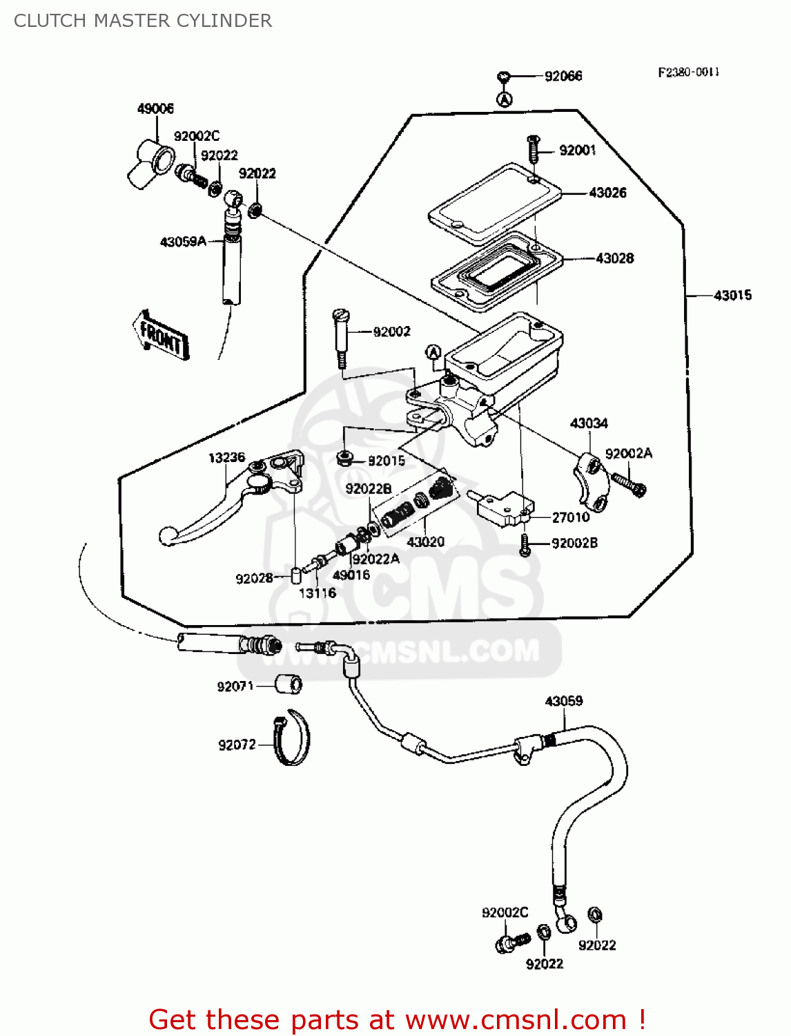 CLUTCH MASTER CYLINDER ZX1000B1 ZX10 1988 USA CALIFORNIA CANADA
