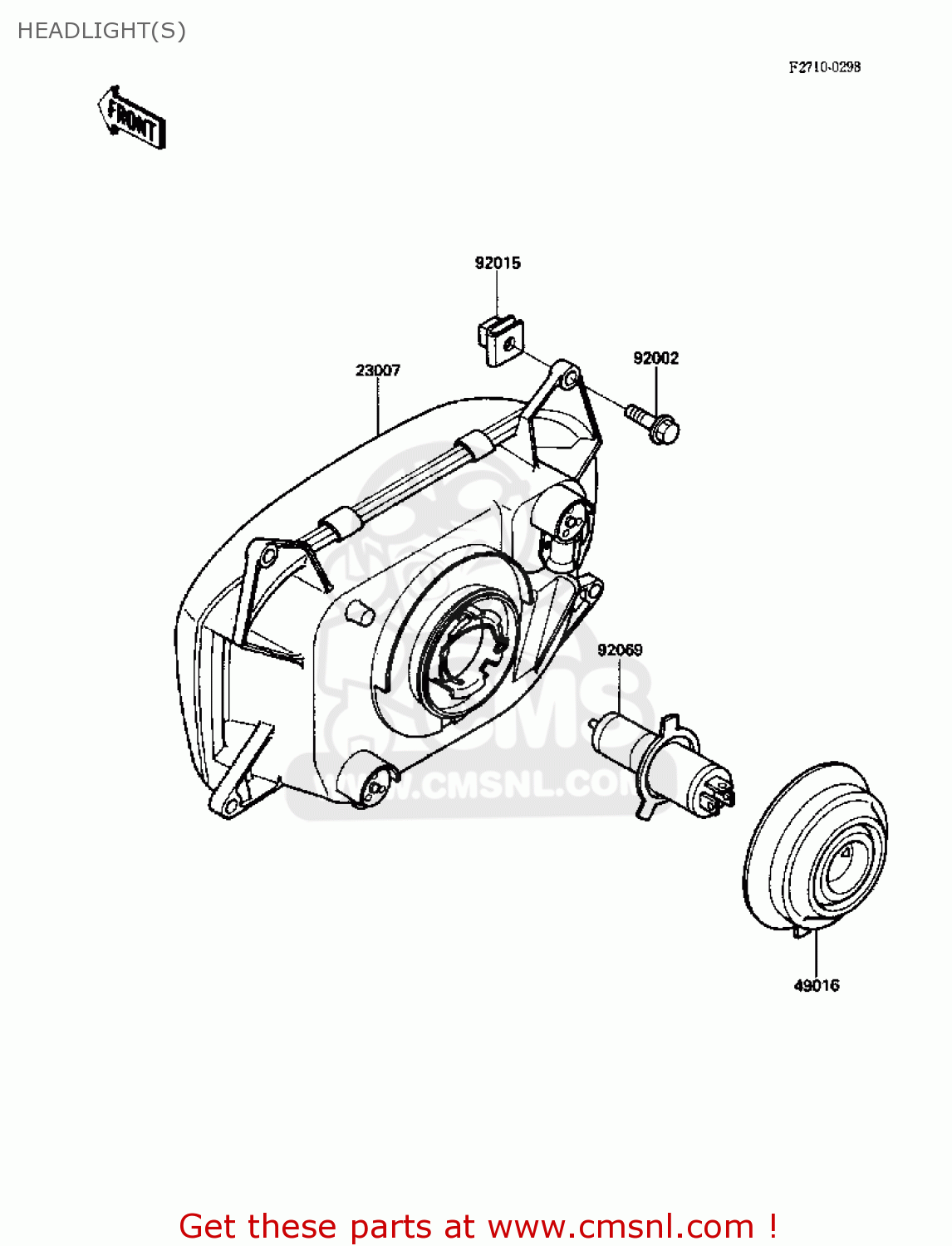 HEADLIGHT(S) ZX1000B1 ZX10 1988 USA CALIFORNIA CANADA