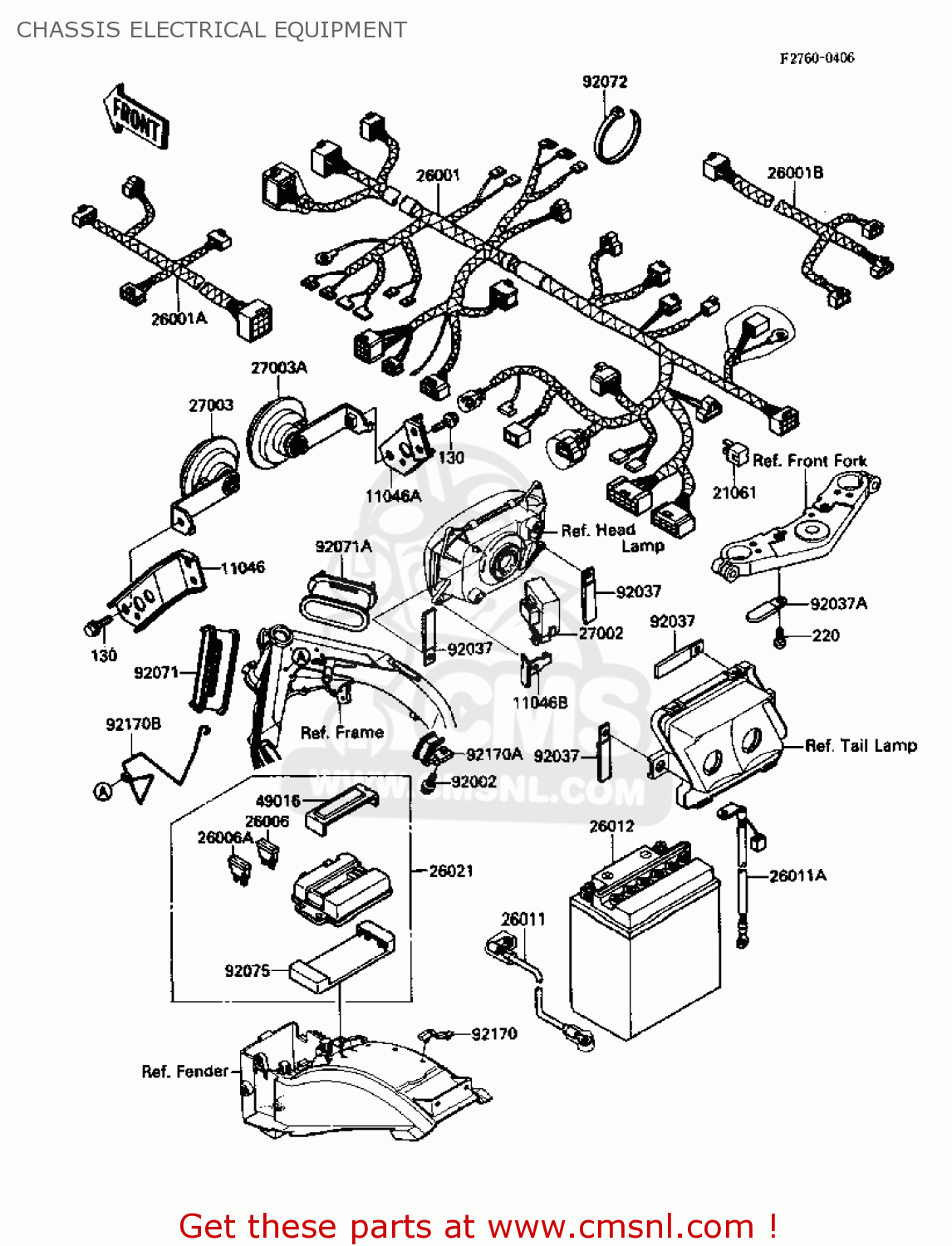 CHASSIS ELECTRICAL EQUIPMENT ZX1000B1 ZX10 1988 USA CALIFORNIA CANADA