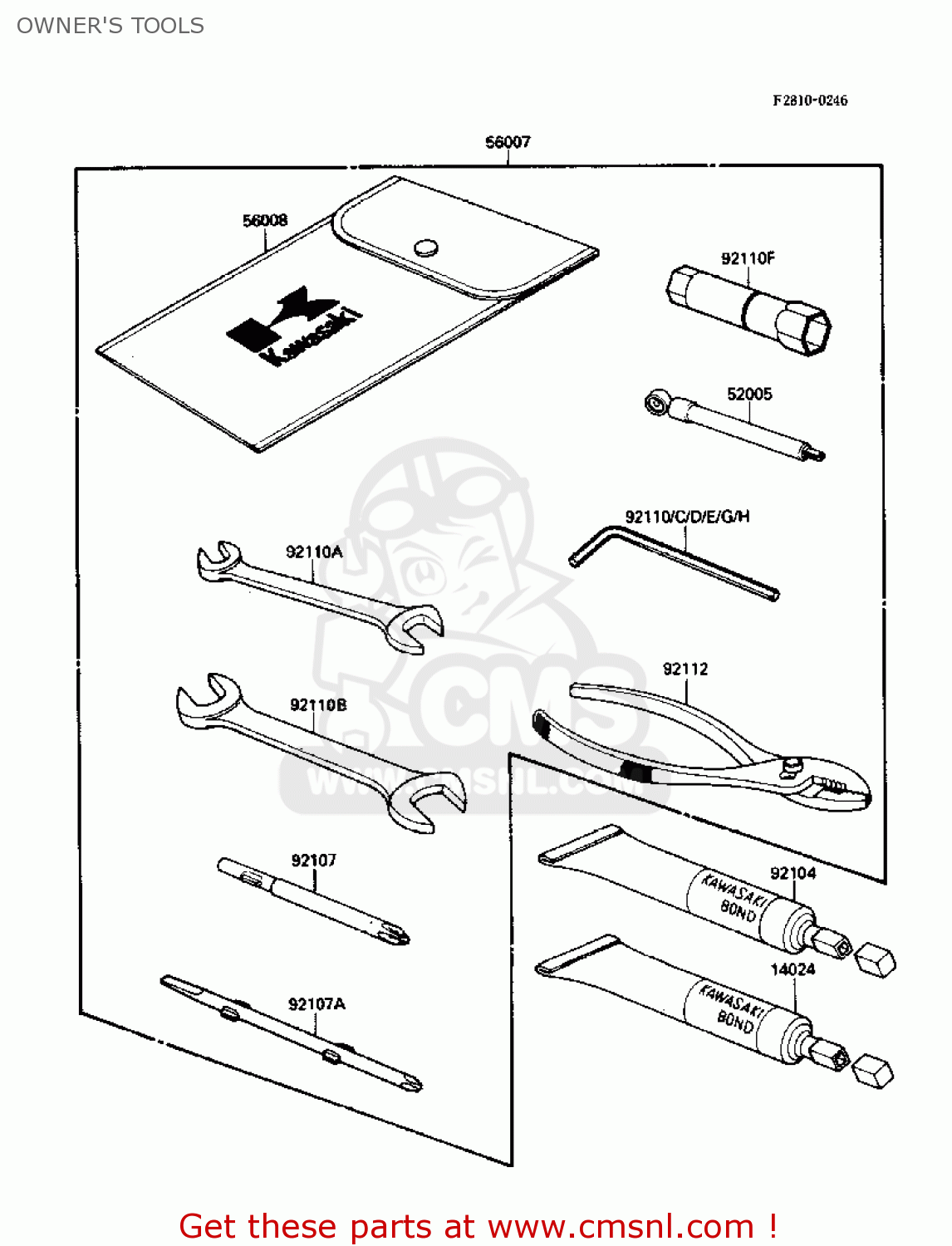 OWNER'S TOOLS ZX1000B1 ZX10 1988 USA CALIFORNIA CANADA