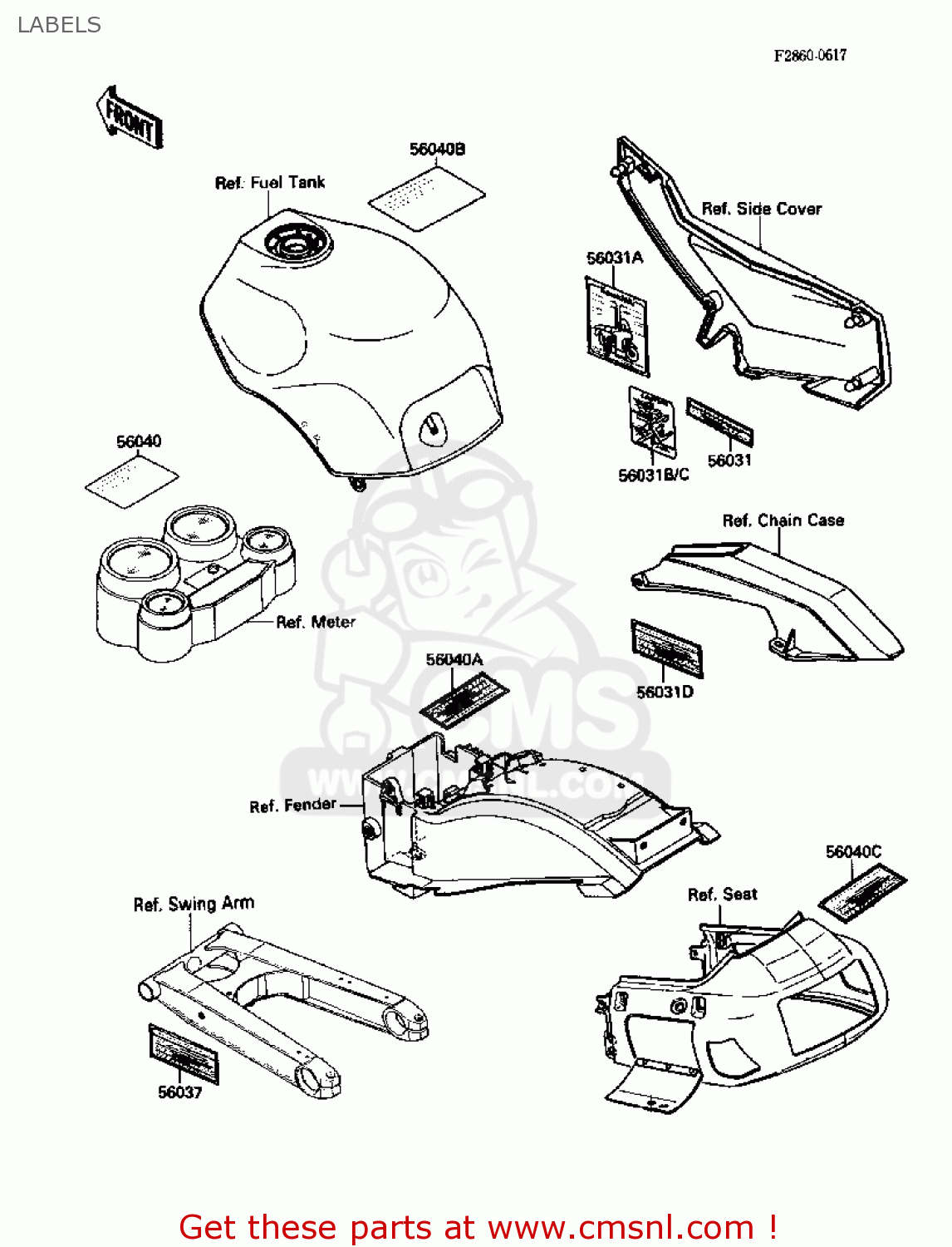 LABELS ZX1000B1 ZX10 1988 USA CALIFORNIA CANADA