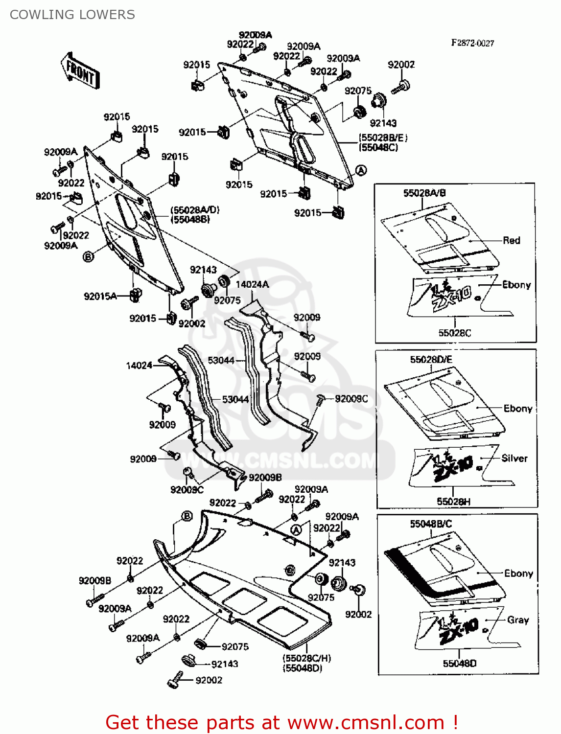 COWLING LOWERS ZX1000B1 ZX10 1988 USA CALIFORNIA CANADA