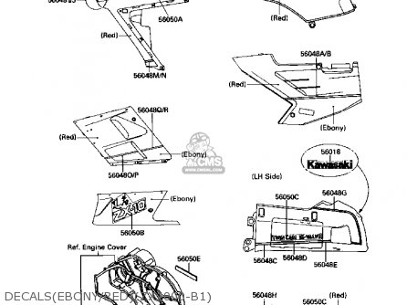 DECALS(EBONY/RED)(ZX1000-B1) - ZX1000B1 ZX10 1988 USA CALIFORNIA CANADA
