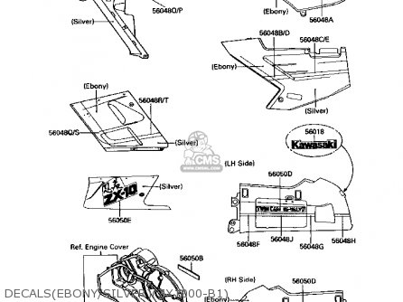 DECALS(EBONY/SILVER)(ZX1000-B1) - ZX1000B1 ZX10 1988 USA CALIFORNIA CANADA