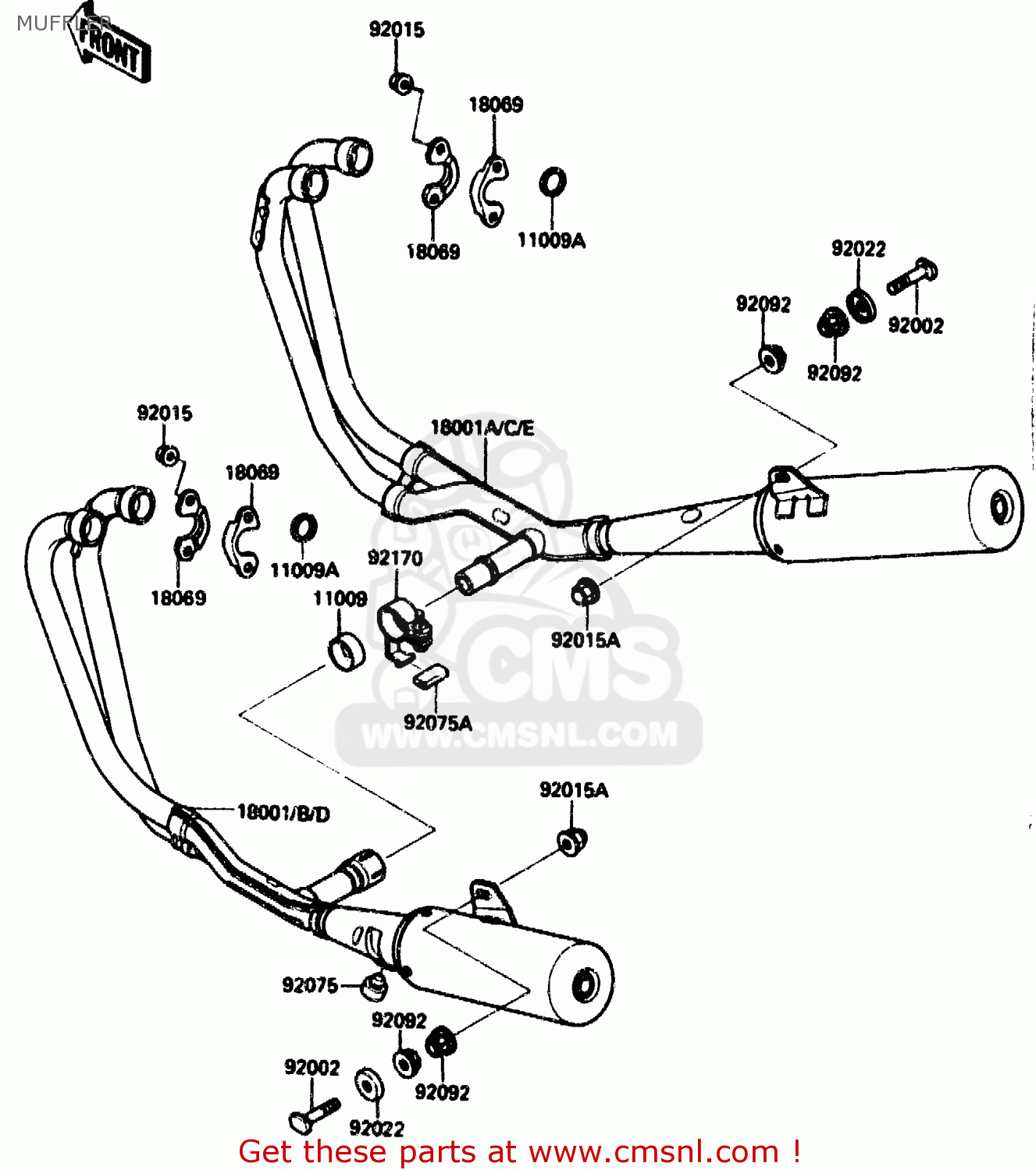 MUFFLER ZX1000B2 1989 EUROPE UK FR AR GR IT NR SD