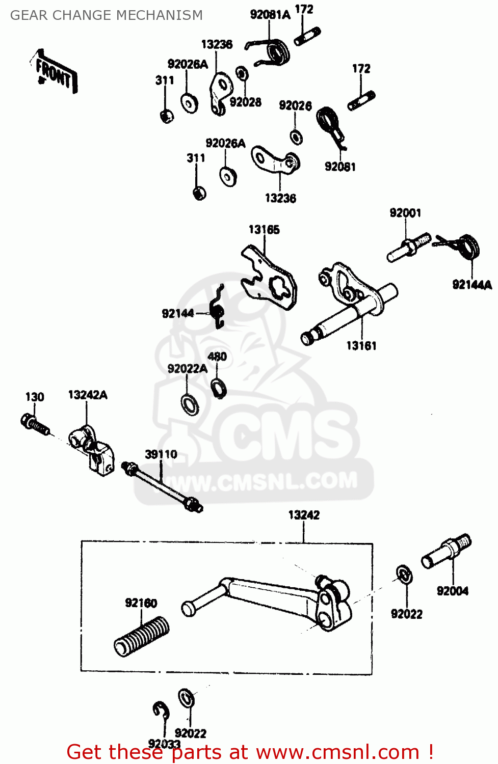 GEAR CHANGE MECHANISM ZX1000B2 1989 EUROPE UK FR AR GR IT NR SD