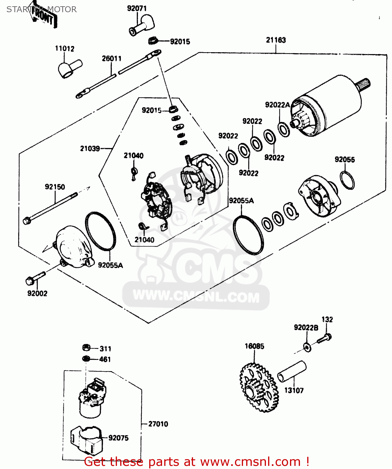 STARTER MOTOR ZX1000B2 1989 EUROPE UK FR AR GR IT NR SD