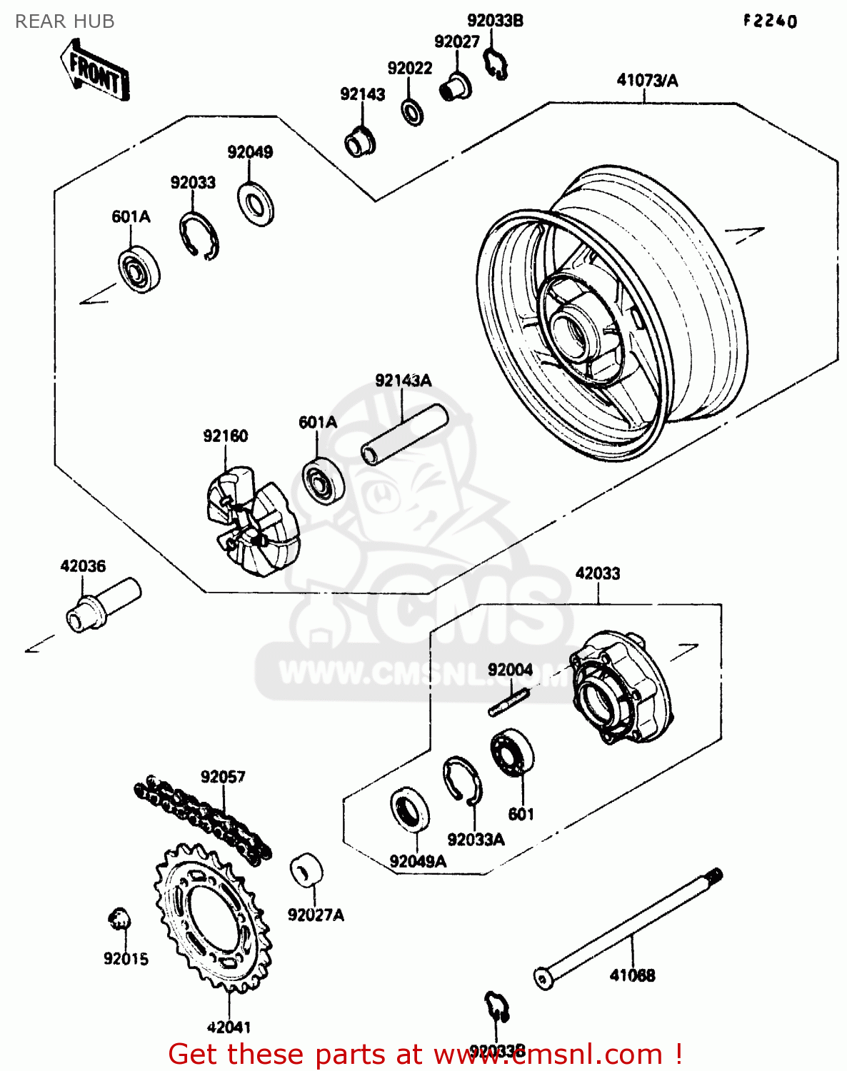 REAR HUB ZX1000B2 1989 EUROPE UK FR AR GR IT NR SD
