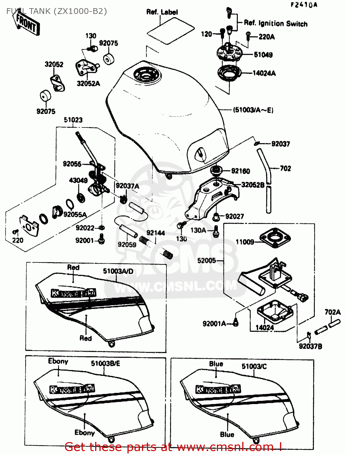 FUEL TANK (ZX1000-B2) ZX1000B2 1989 EUROPE UK FR AR GR IT NR SD