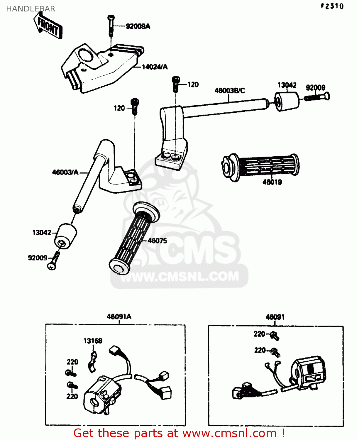HANDLEBAR ZX1000B2 1989 EUROPE UK FR AR GR IT NR SD