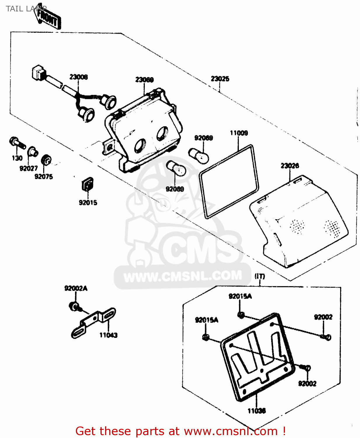 TAIL LAMP ZX1000B2 1989 EUROPE UK FR AR GR IT NR SD