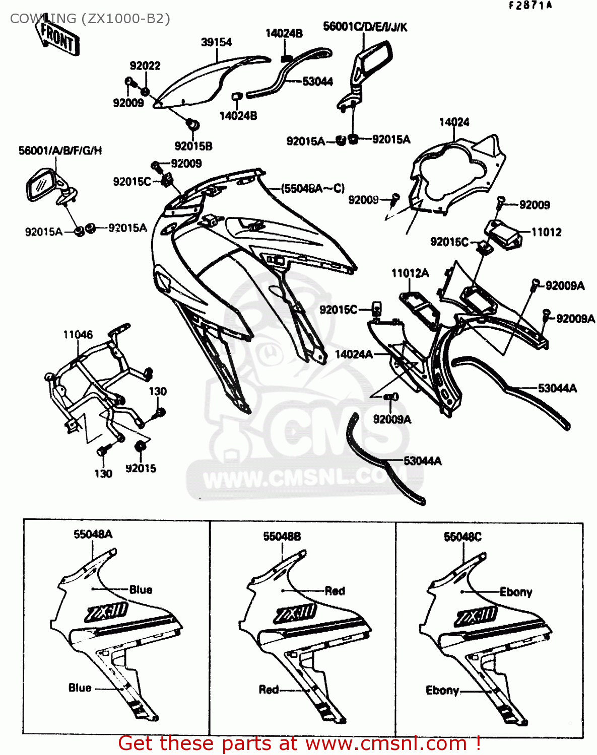 COWLING (ZX1000-B2) ZX1000B2 1989 EUROPE UK FR AR GR IT NR SD