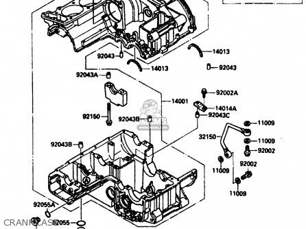 CRANKCASE - ZX1000B2 1989 EUROPE UK FR AR GR IT NR SD