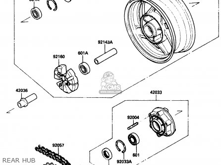 REAR HUB - ZX1000B2 1989 EUROPE UK FR AR GR IT NR SD