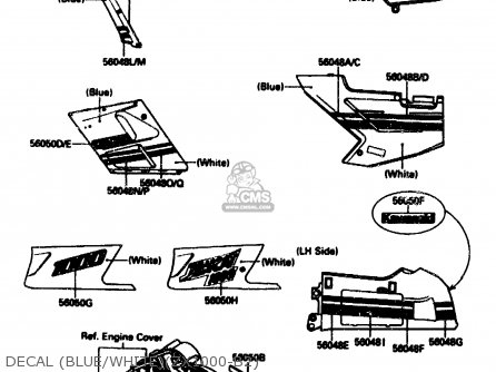 DECAL (BLUE/WHITE)(ZX1000-B2) - ZX1000B2 1989 EUROPE UK FR AR GR IT NR SD