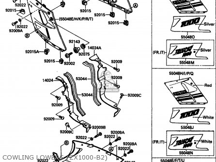 COWLING LOWERS (ZX1000-B2) - ZX1000B2 1989 EUROPE UK FR AR GR IT NR SD