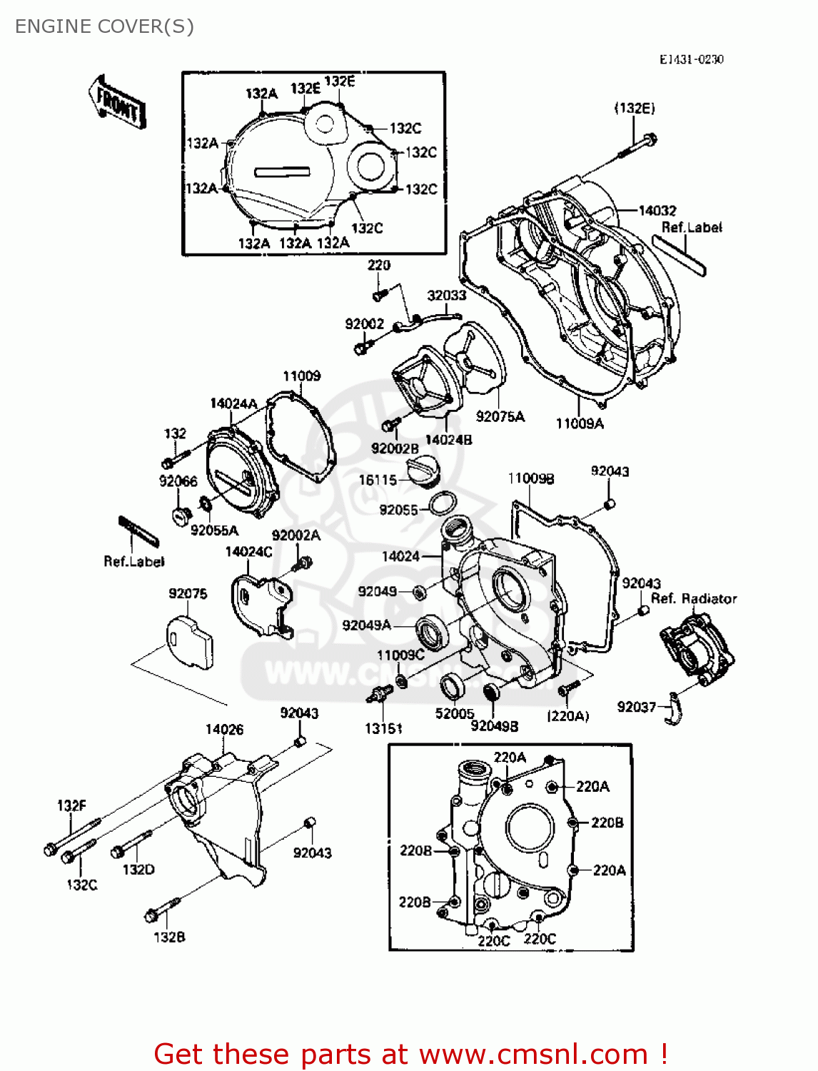 ENGINE COVER(S) ZX1000B2 ZX10 1989 USA CALIFORNIA CANADA