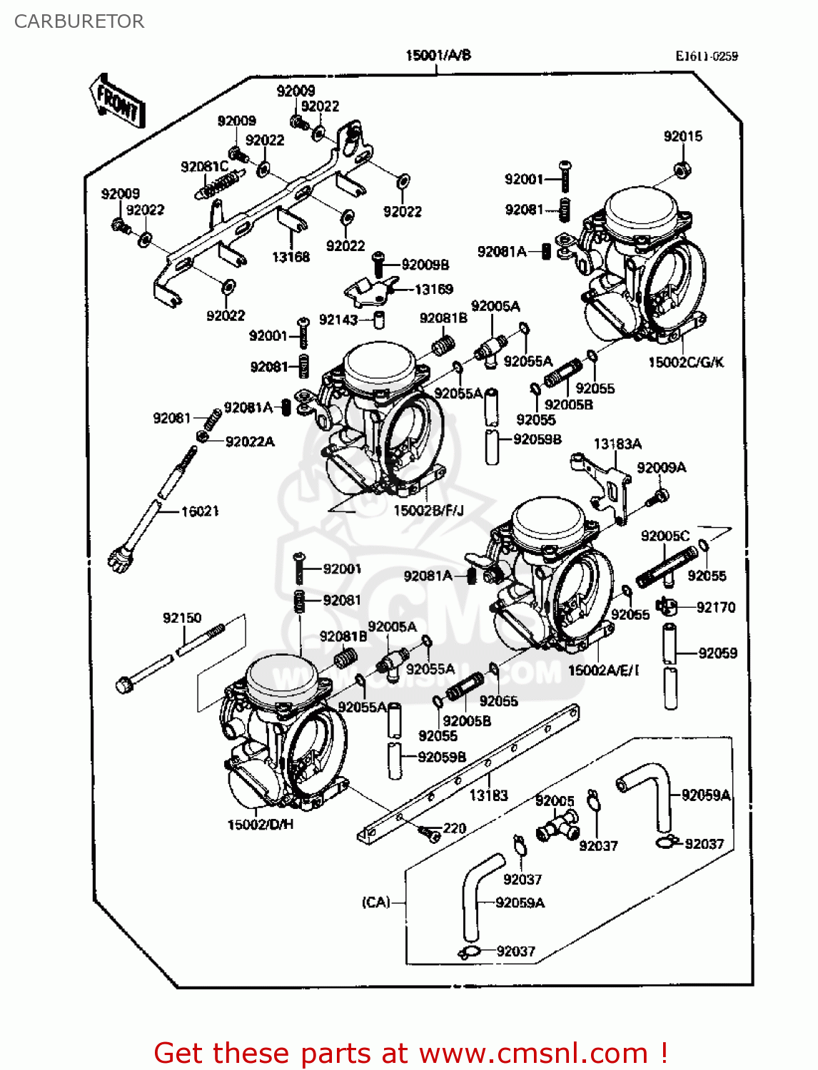 CARBURETOR ZX1000B2 ZX10 1989 USA CALIFORNIA CANADA