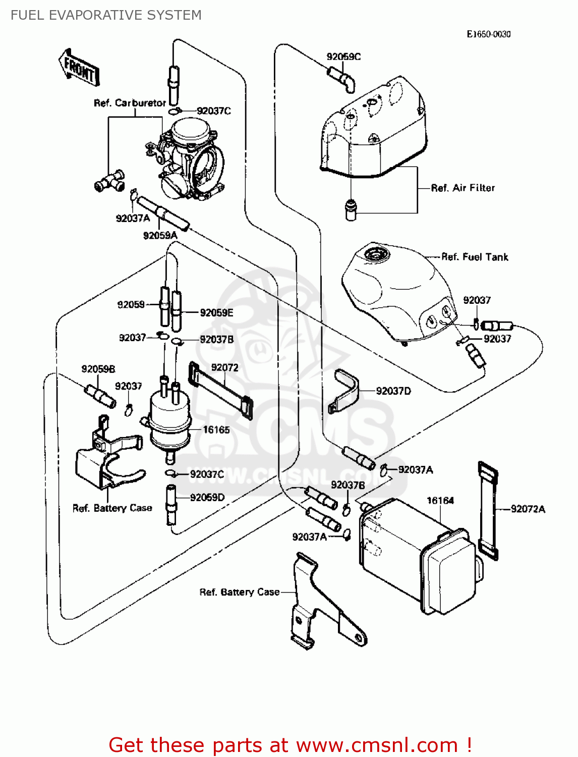 FUEL EVAPORATIVE SYSTEM ZX1000B2 ZX10 1989 USA CALIFORNIA CANADA