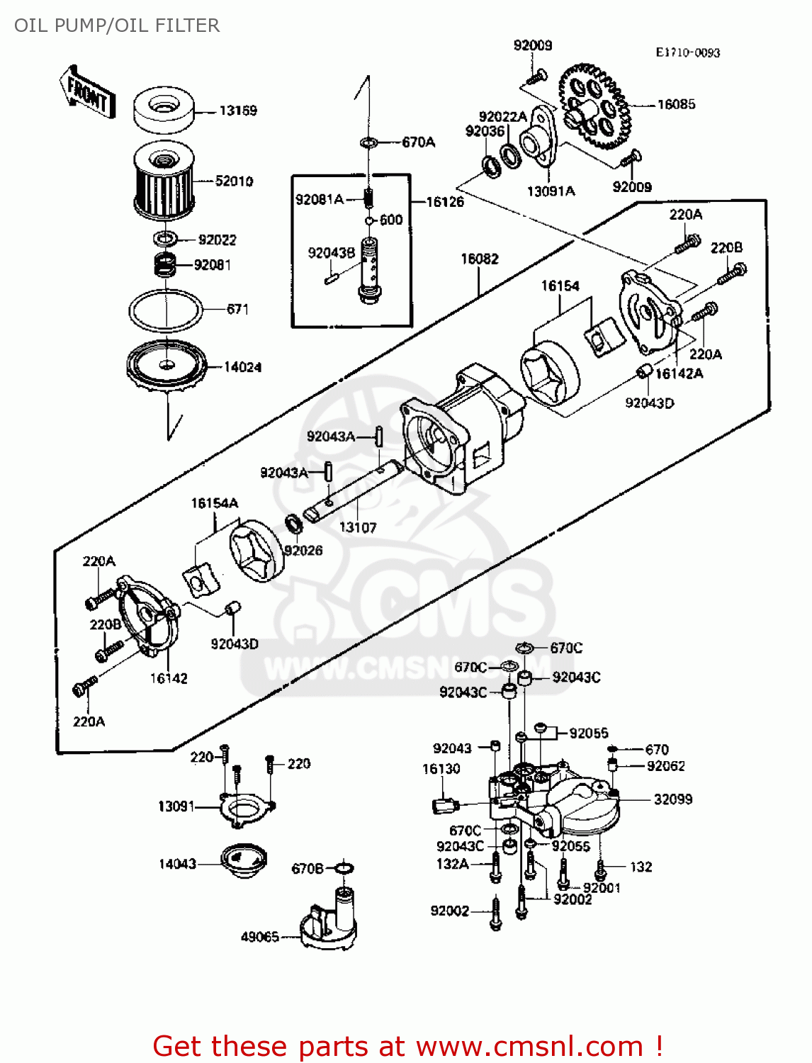 OIL PUMP/OIL FILTER ZX1000B2 ZX10 1989 USA CALIFORNIA CANADA