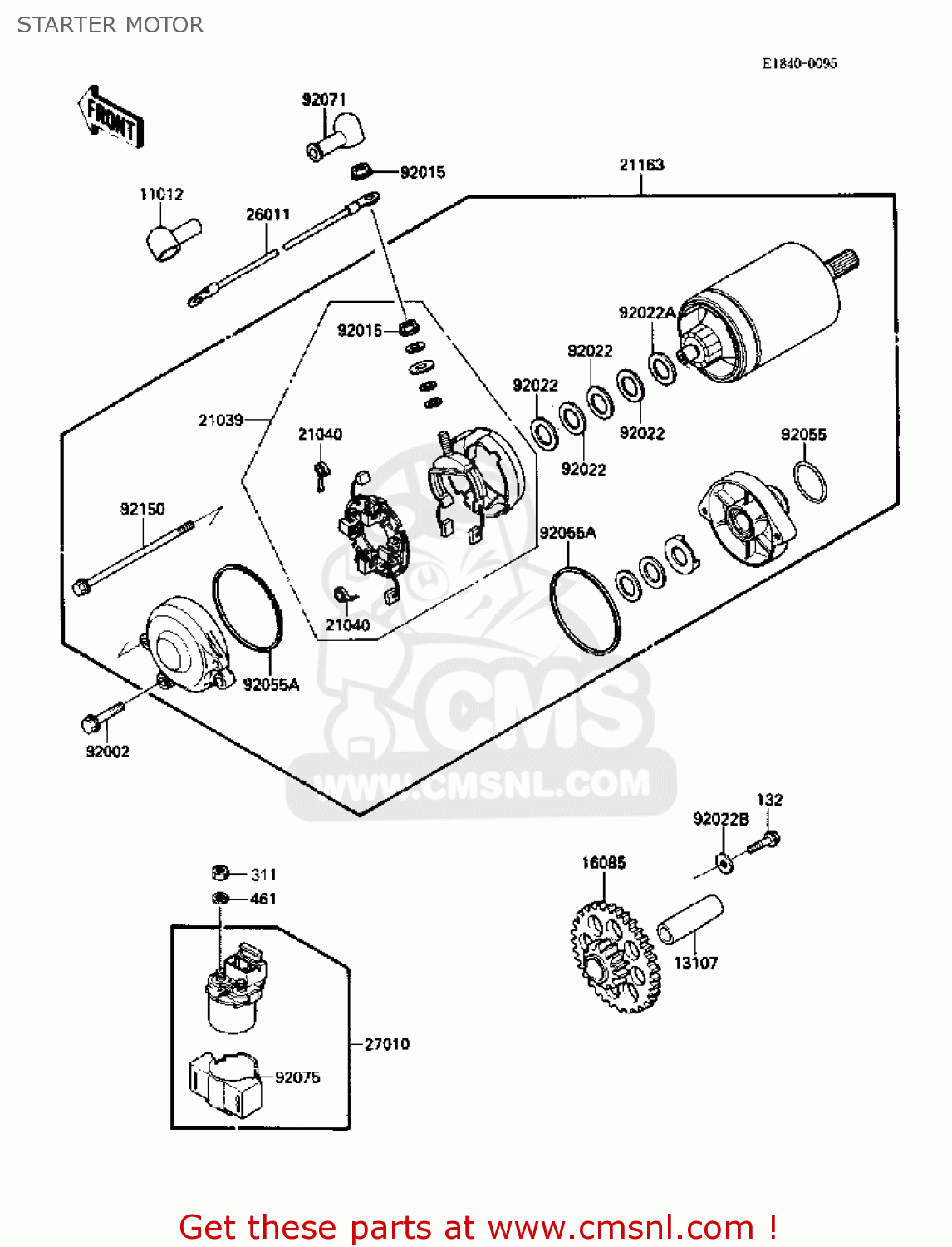 STARTER MOTOR ZX1000B2 ZX10 1989 USA CALIFORNIA CANADA