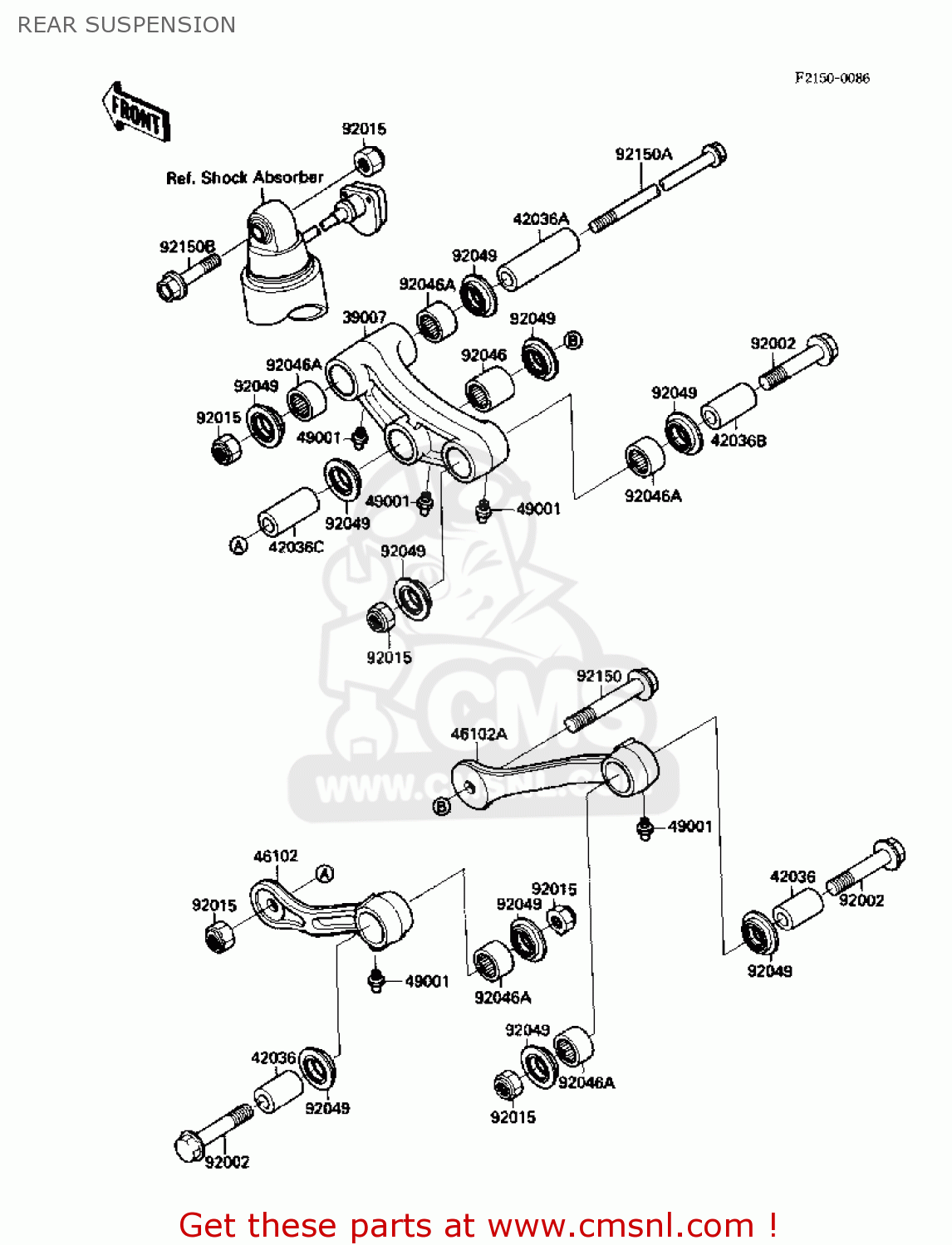 REAR SUSPENSION ZX1000B2 ZX10 1989 USA CALIFORNIA CANADA