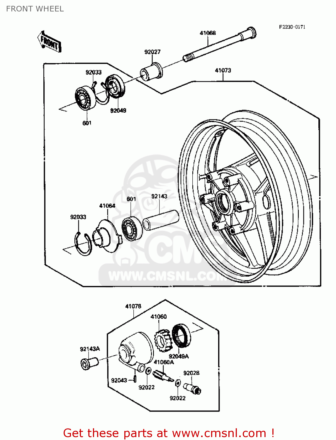 FRONT WHEEL ZX1000B2 ZX10 1989 USA CALIFORNIA CANADA